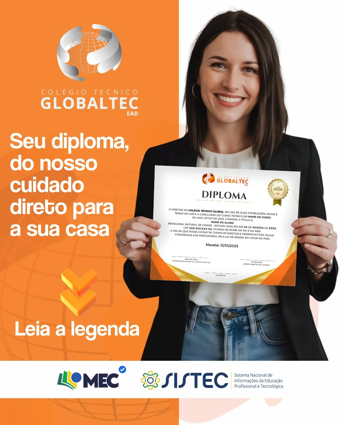 Aluna com diploma Globaltec